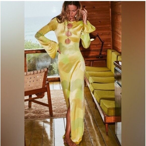 Alexis Serena Dress Lime Waves Maxi - Picture 2 of 8